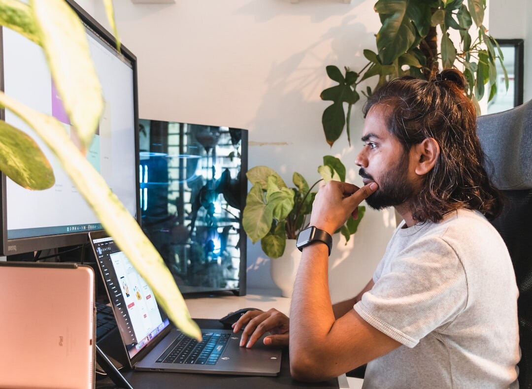 developer coding at desk