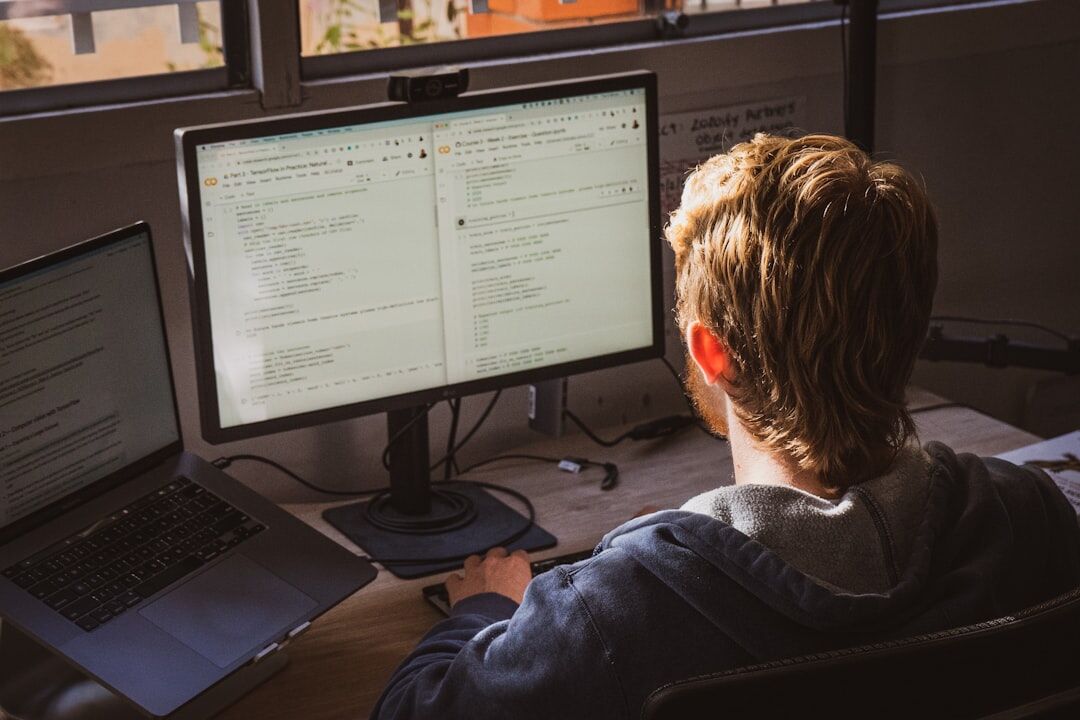 student studying code
