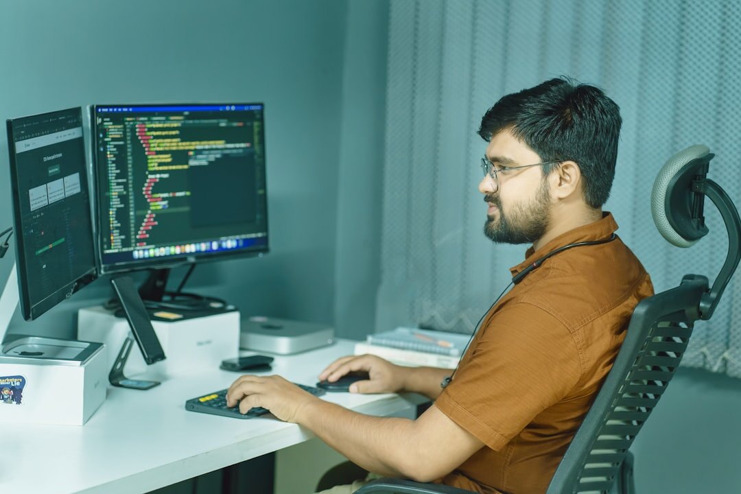 novice programmer at desk
