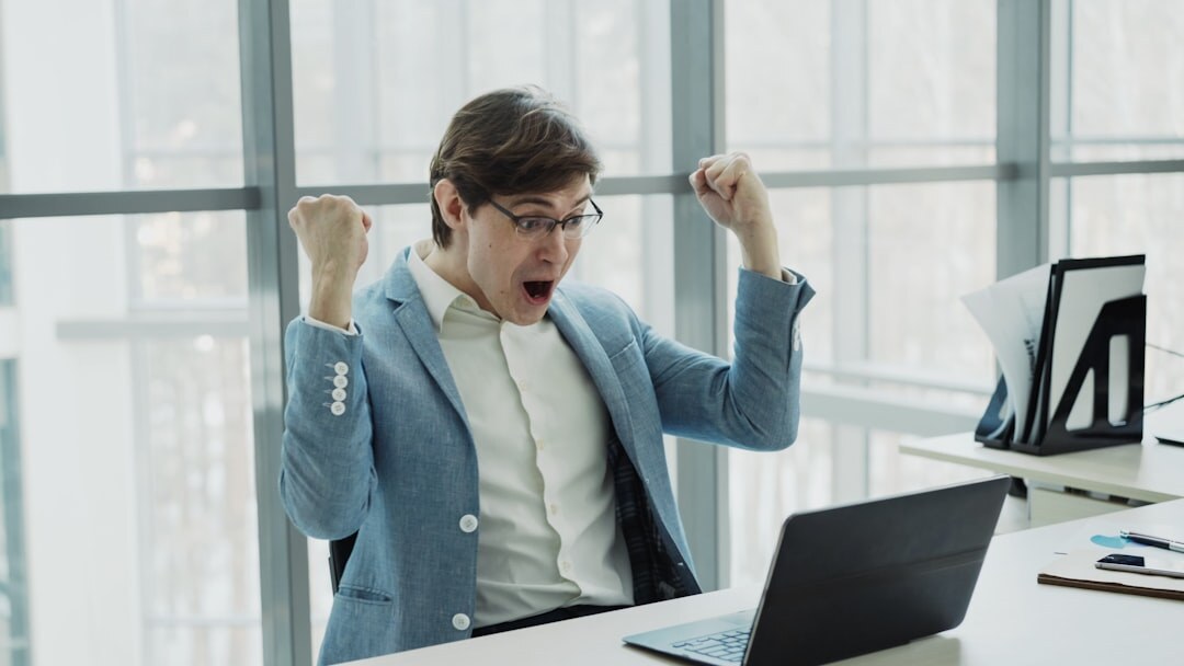 successful programmer celebrating